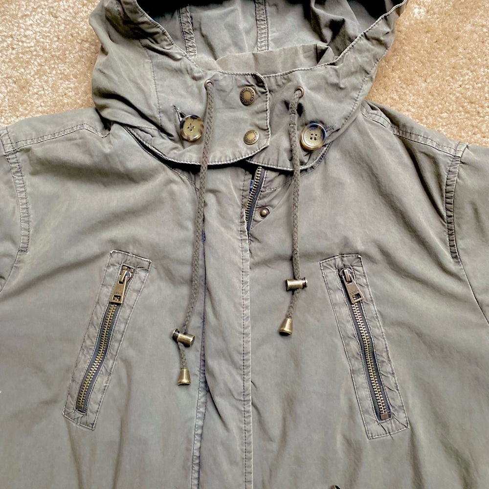 Levi’s Jacket Womens Military Hooded Green Olive Fishtail Parka Utility Zip L